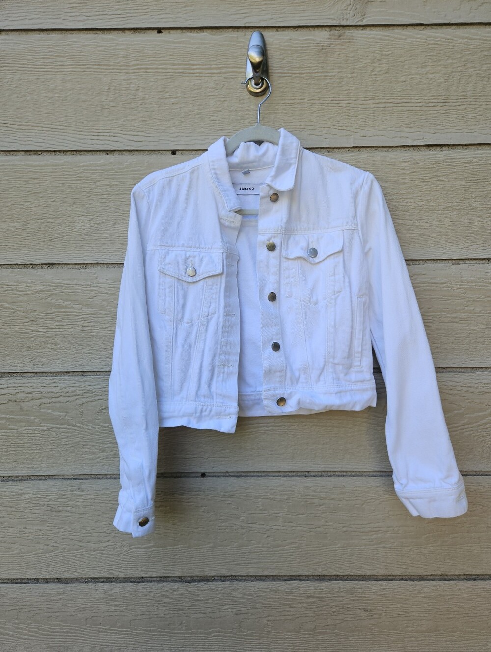 J Brand white cotton cropped denim jacket small